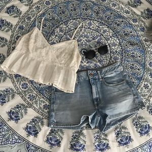 American Eagle Light Wash Hi-Rise Jean Shorts